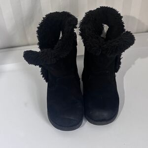 Cat & Jack Toddler Girls Size 8 Black Faux Suede Fur Cozy Winter Boots